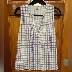 LOFT Lavender Checkered Tank Top